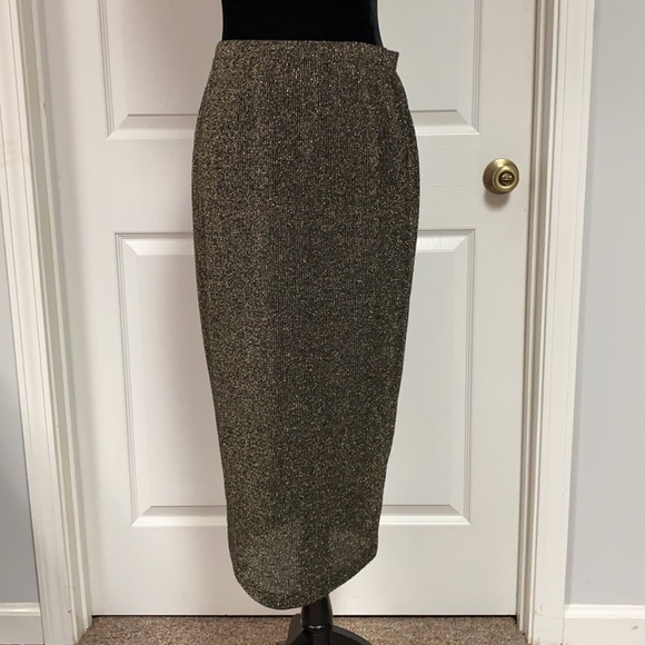 Francine Browner vintage gold/Blk sweater skirt - Size large - Picture 2 of 9